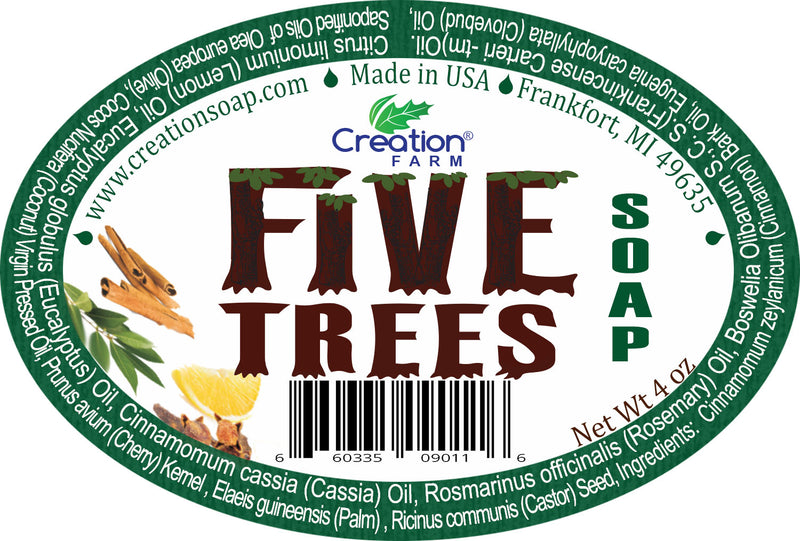 Five Trees Blend Oil 4 oz Bar (Two 4 oz Bar Pack) by Creation Farm.