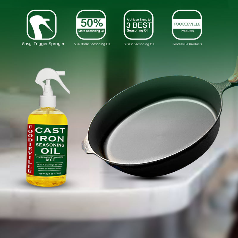Cast Iron Oil by Foodieville for Seasoning Cast Iron Cookware.